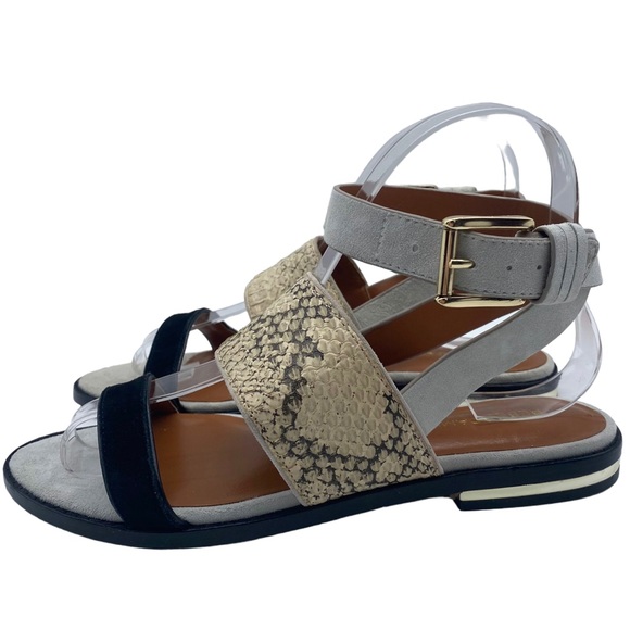 NEW Rebecca Minkoff Sandals Suede Lambs Fur Snake Print Size 6 - Picture 2 of 11